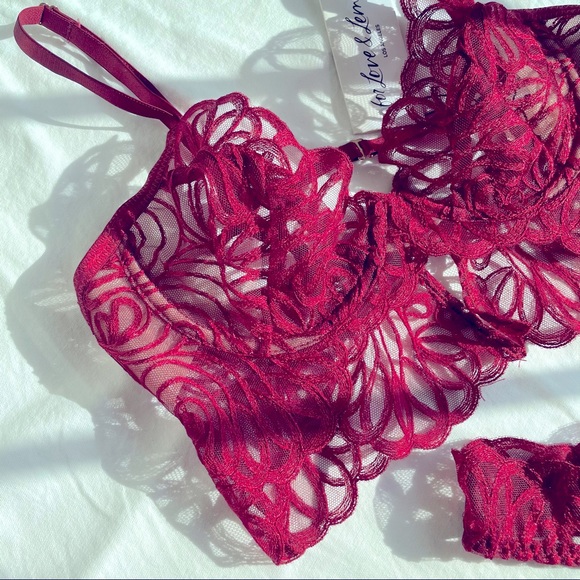 2 PIECE FOR LOVE & LEMONS After Dark Plunge Bra & Thong set - Picture 3 of 16